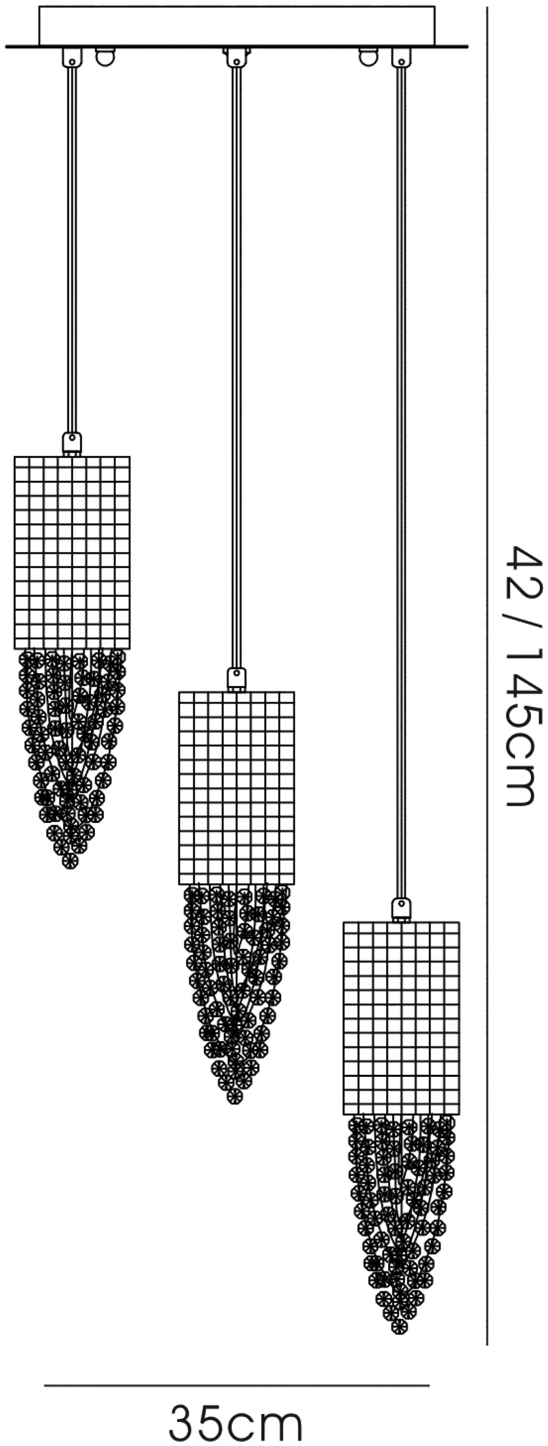 IL31624  Camden Crystal Pendant 3 Light
